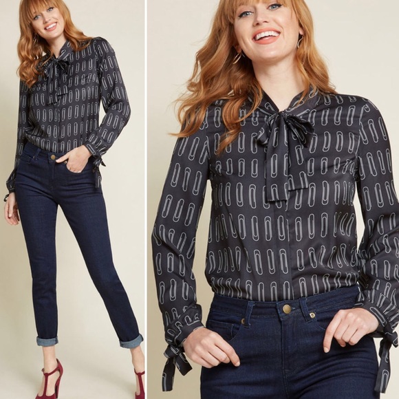 Modcloth Tops - ModCloth | Positive Professionalism Paper Clip Top
